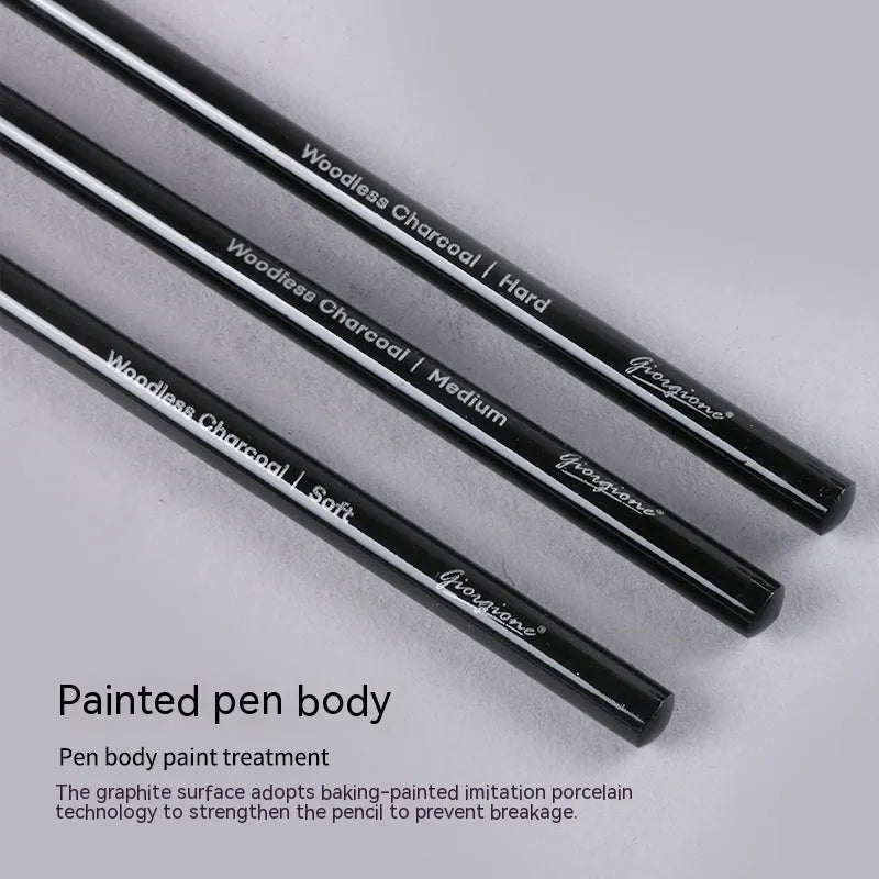 Solid graphite and carbonized pencil set in suction card pack with wooden shell
