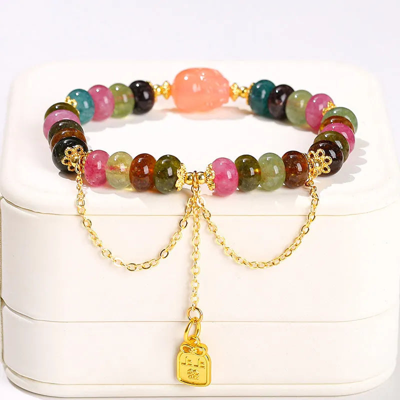 Green crystal jade bracelet with Chinese style design for women