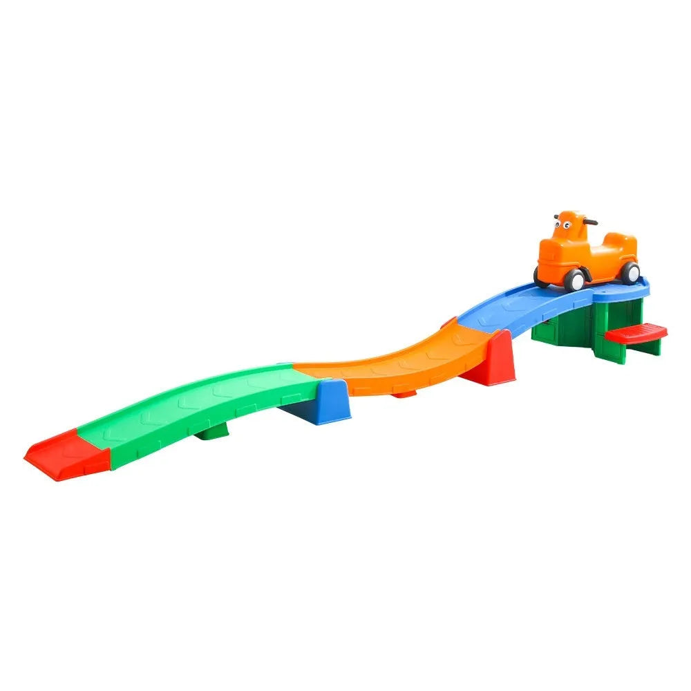 Plastic sensory training sliding track car for children aged 3-6 years in classic colour with slide and car