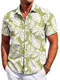 Men's slim fit short sleeve Hawaiian shirt in cardigan style, shown in a solid colour.