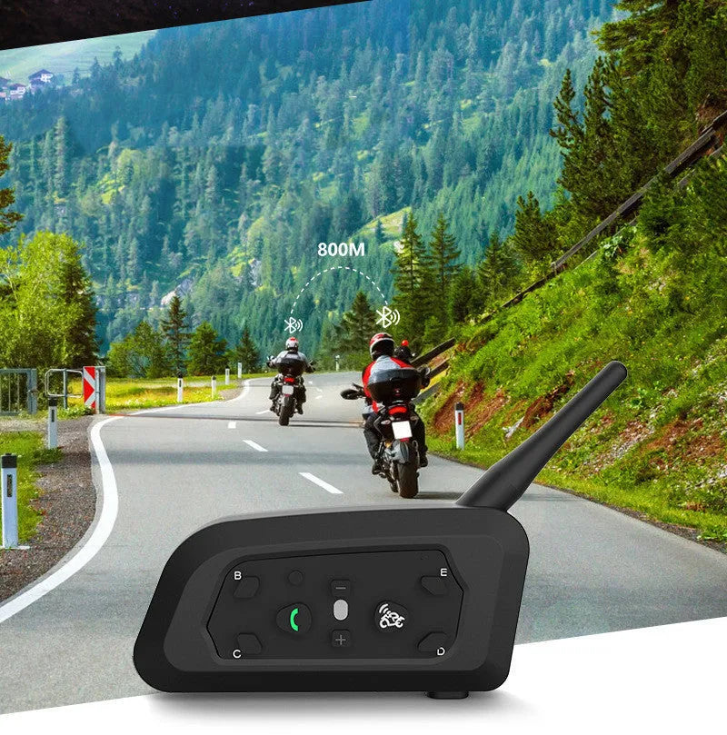 All Five V6 Pro motorcycle helmet Bluetooth intercom with mounting clip and headphones