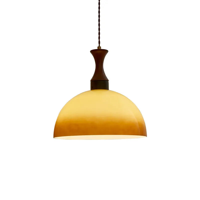 Retro glass pendant light semicircle 30cm tawny white tricolour for home ceiling