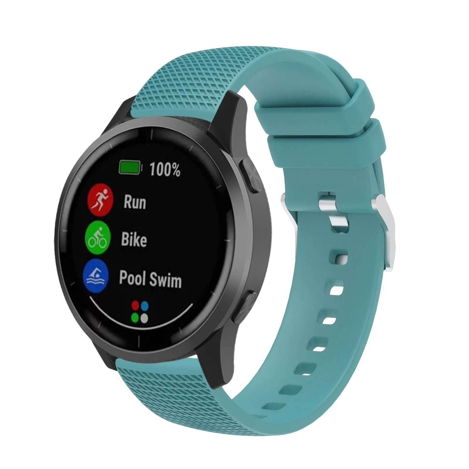 Grid pattern silicone watch strap compatible with Vivoactive 4 GTS GT3 in multiple colours and widths 18mm 20mm 22mm