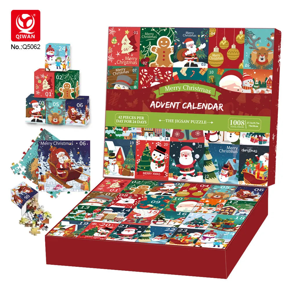 24-grid paper advent calendar puzzle box with colourful illustrations, 70x50 cm, for teenagers