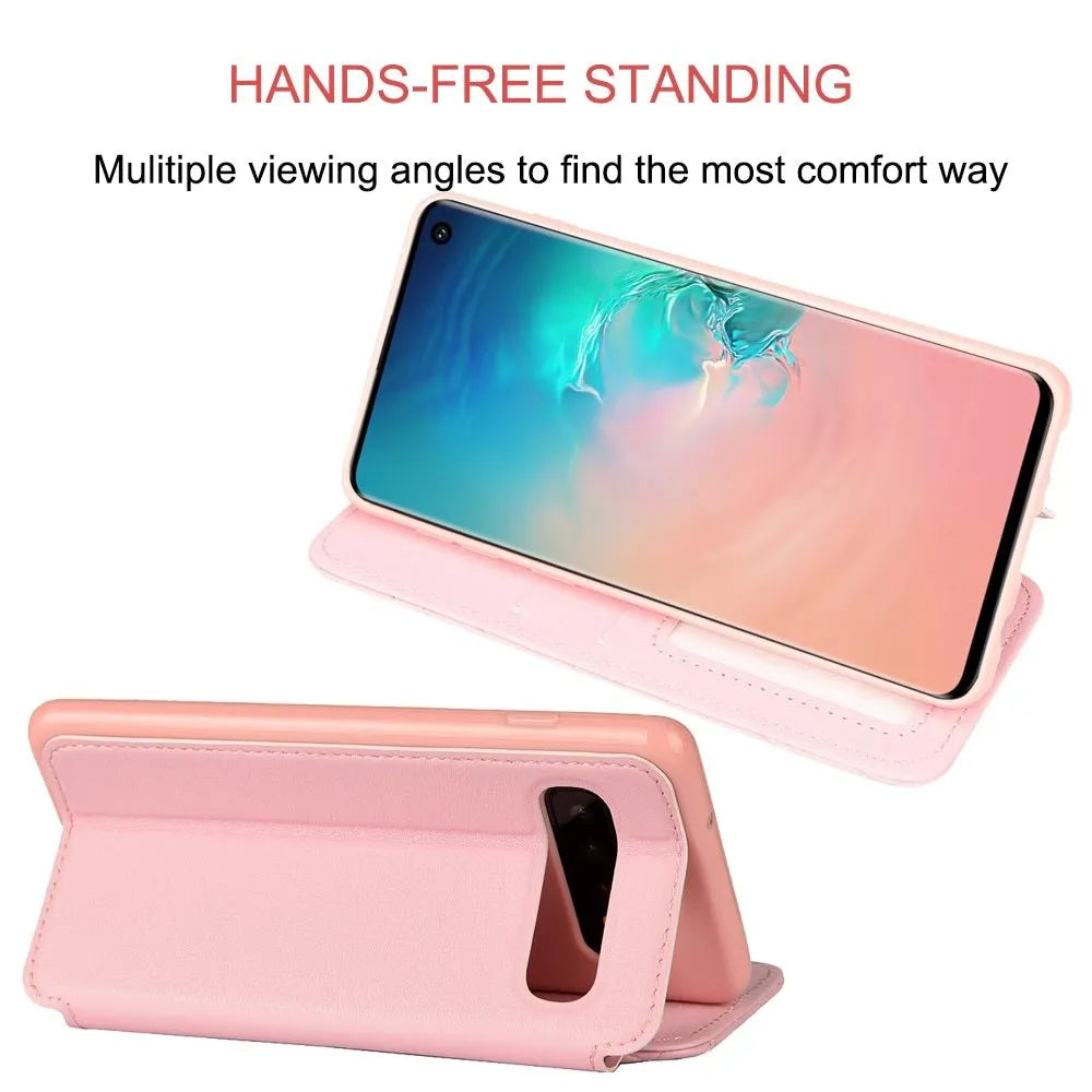 Crown Card Leather Case for Samsung Galaxy flip case with card slot in four colours Black Pink White Rose Red