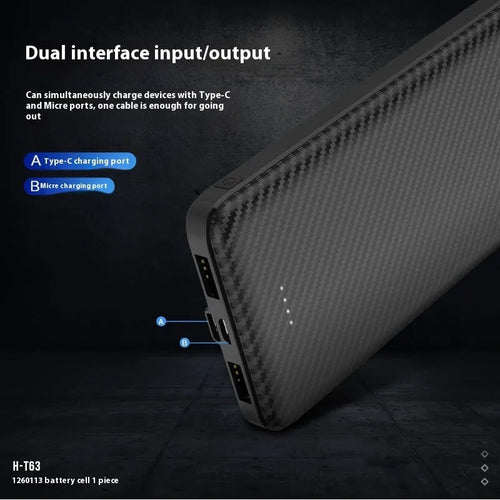 20000mAh black plastic power bank with multi-USB ports for self-heating vest