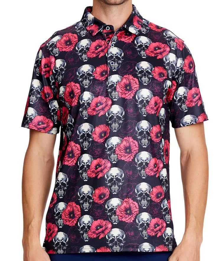 Men's 3D printed short sleeve t-shirt in Japanese retro style with zipper details on mesh fabric.