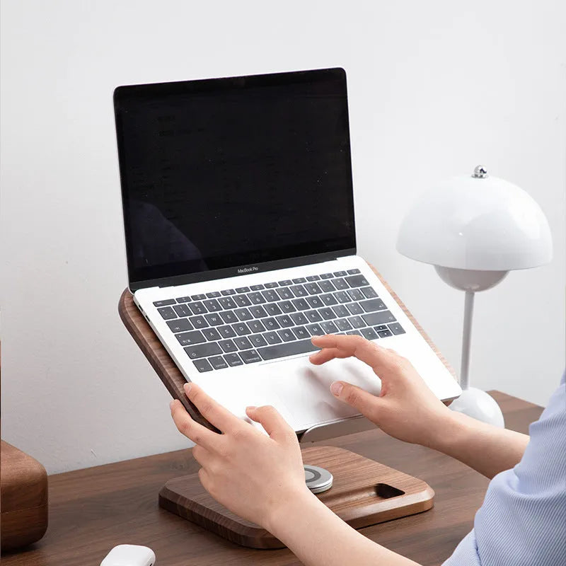 Black walnut solid wood adjustable rotating reading rack and iPad bracket in walnut colour