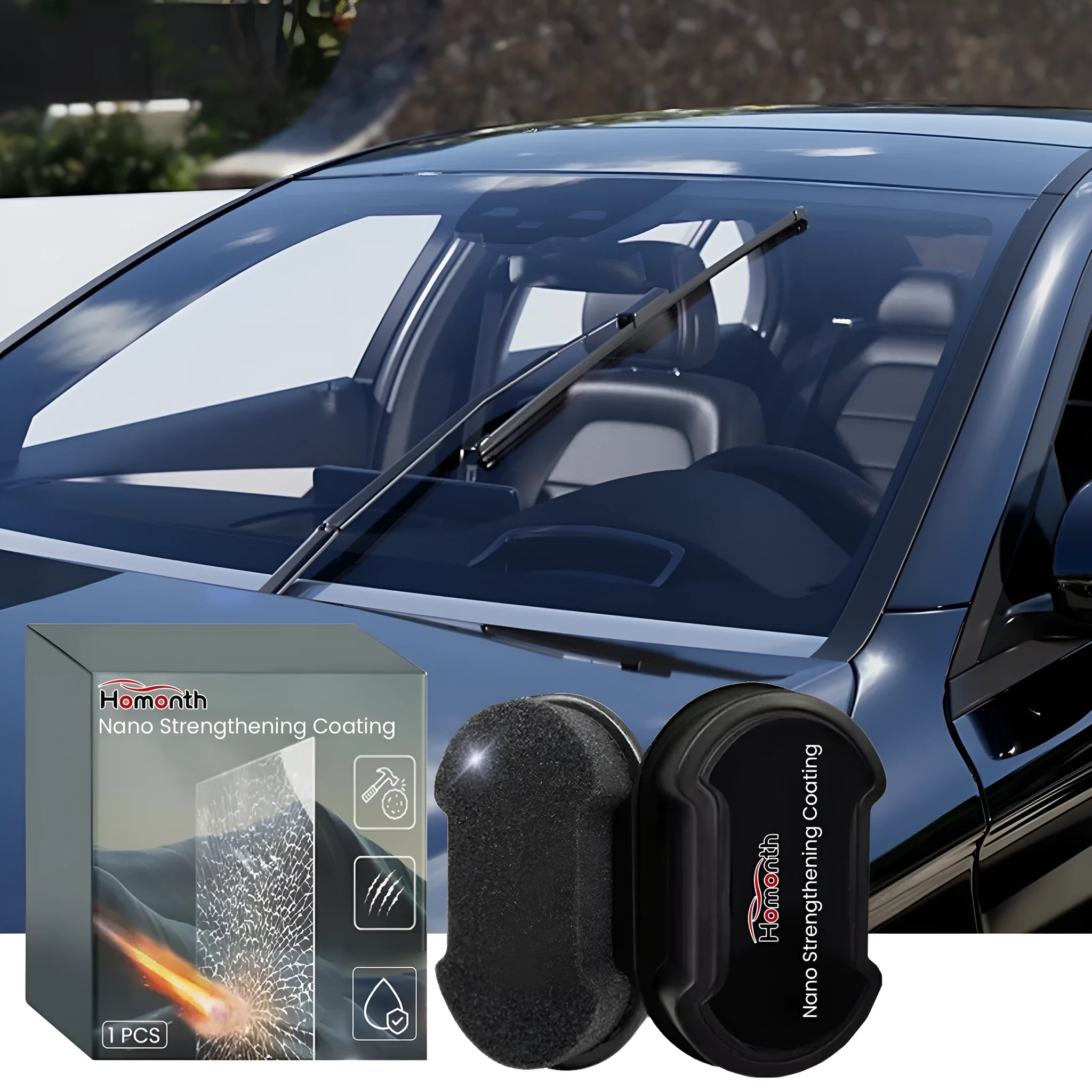 Yellow car cleaning sponge with reinforced fibres for windshield and window cleaning