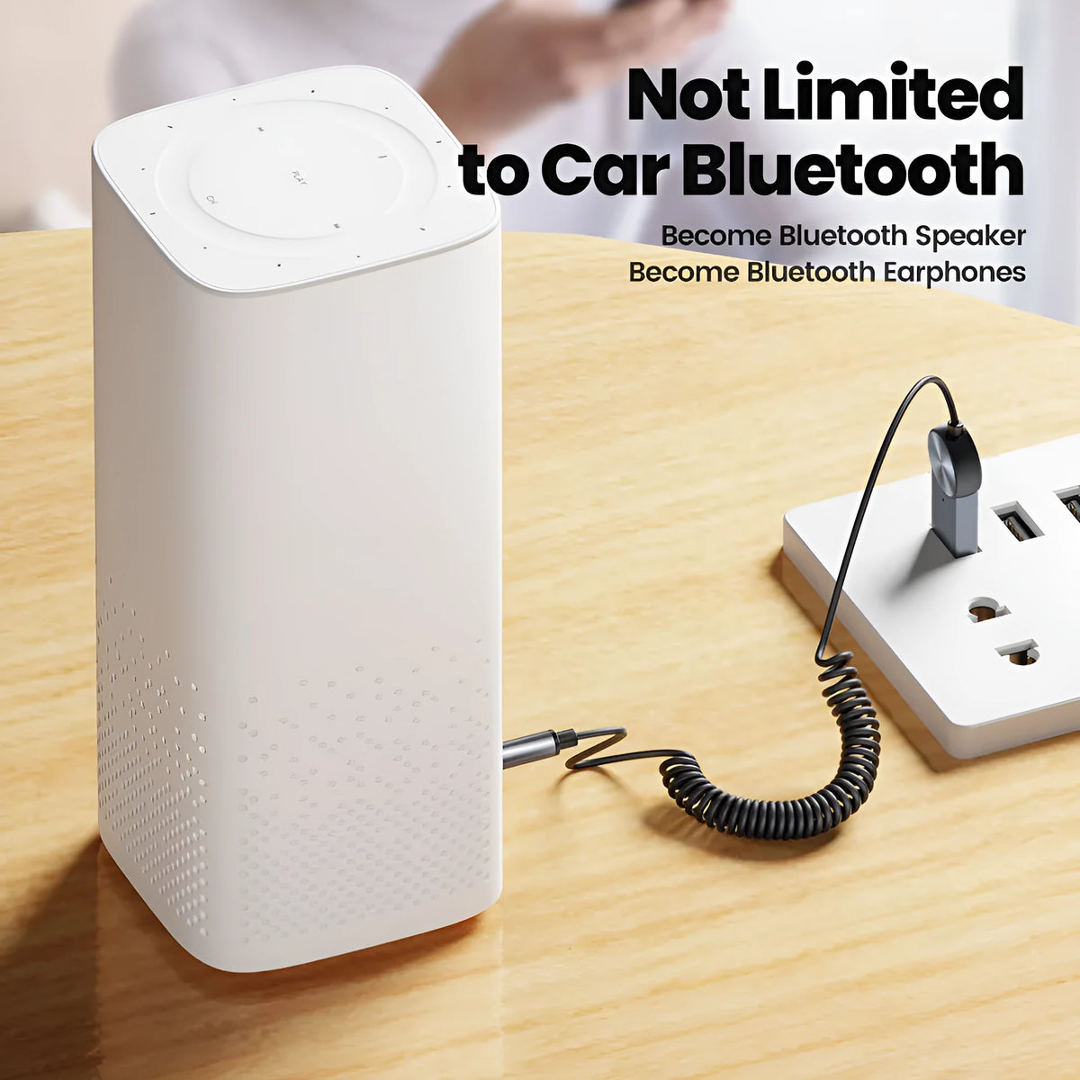 New AUX car Bluetooth sound receiver with aluminium alloy housing and 35-100cm extension cable