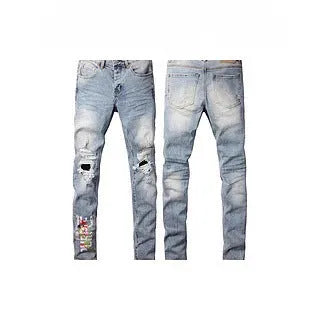 Men's black slim fit stretch skinny jeans with straight leg retro design