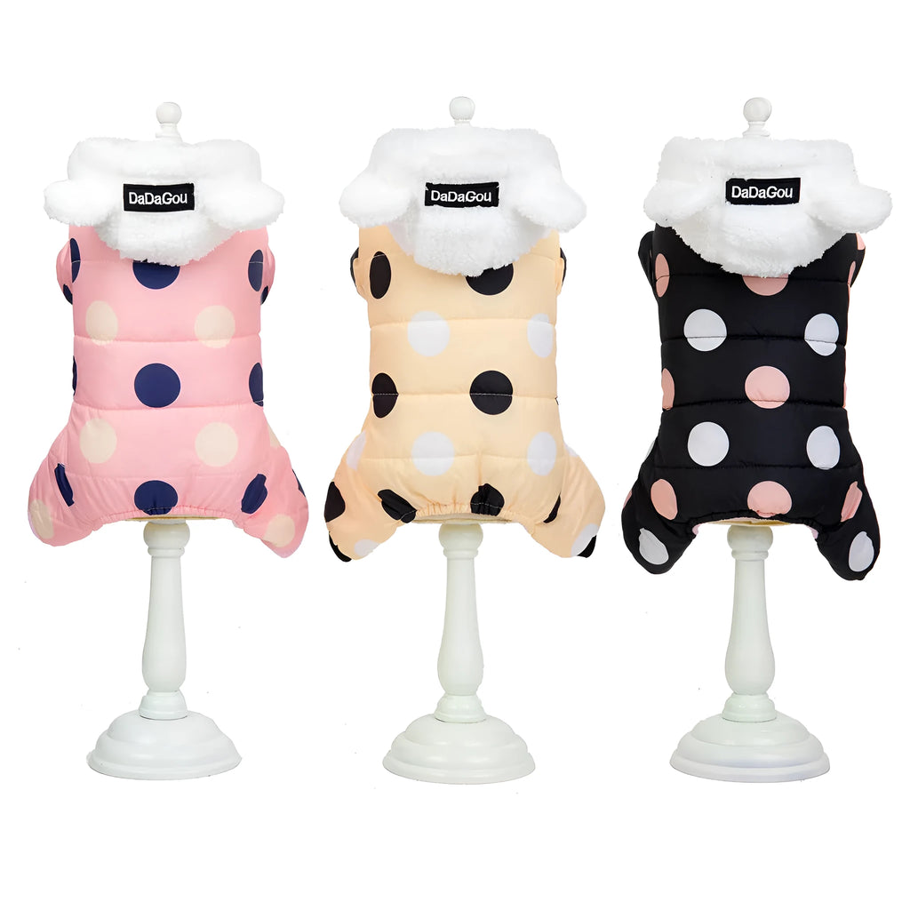 Warm cotton big polka dot four-leg coat in casual style, available in multiple colours and sizes