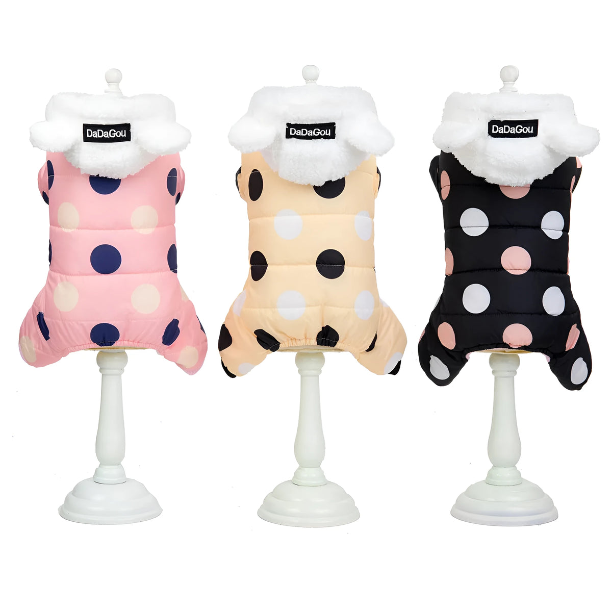 Warm cotton big polka dot four-leg coat in casual style, available in multiple colours and sizes