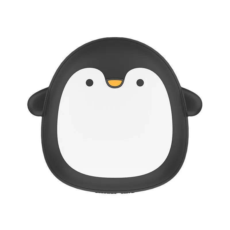 Cartoon penguin polar bear design USB rechargeable electric hand warmer power bank showing double-side heating