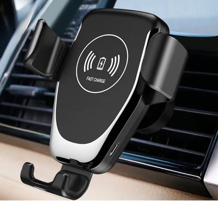 Car wireless charger with automatic clamping for iPhone on windshield mount
