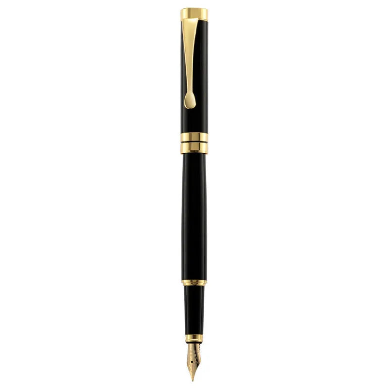 Metal fountain pen with gold clip and 0.5mm F nib for calligraphy practice