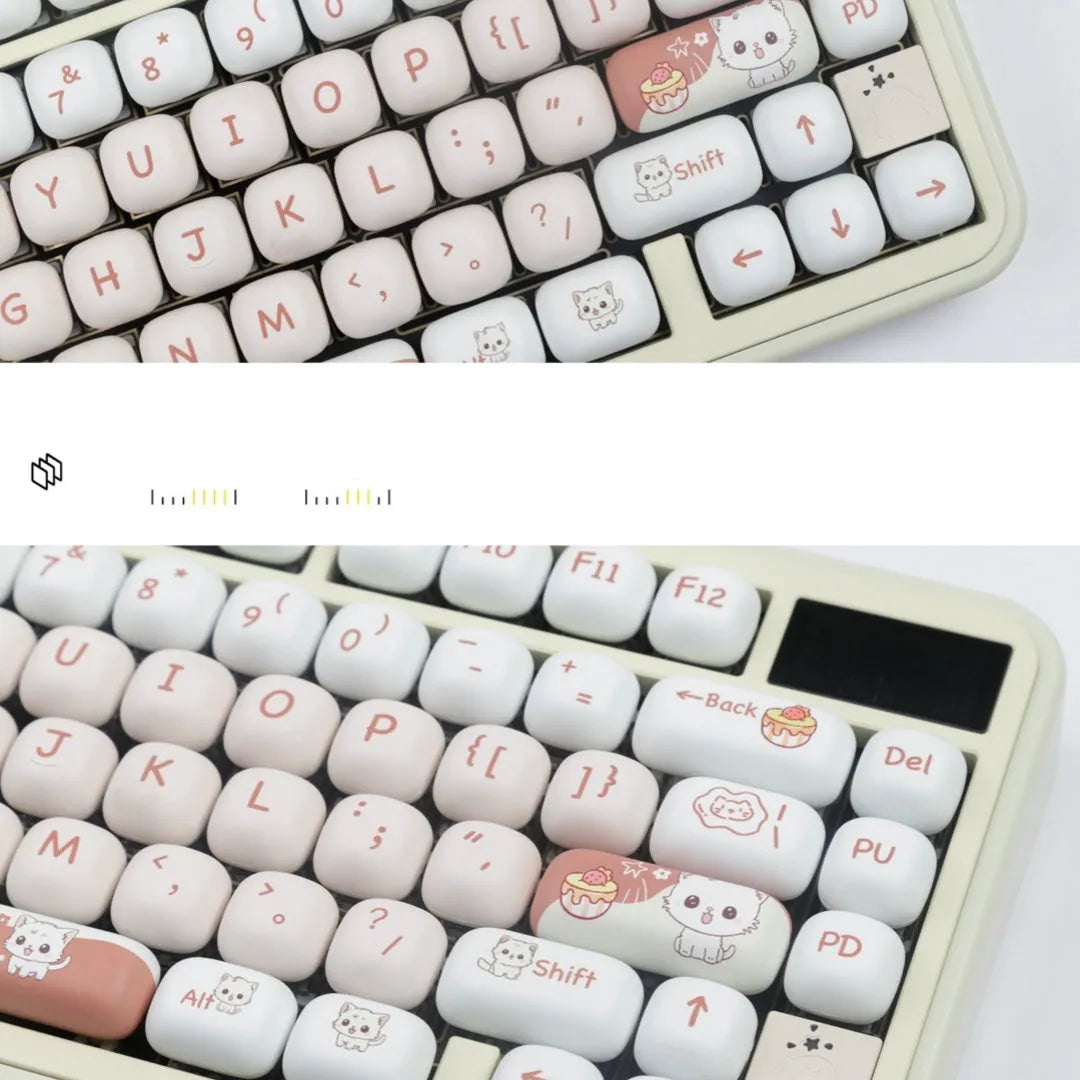 Dessert cat cartoon sublimation key caps for mechanical keyboards in round MOG style