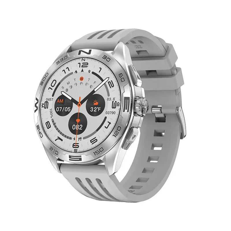 Smart watch for men with health monitoring and WhatsApp reply functions in black silver black steel or silver steel
