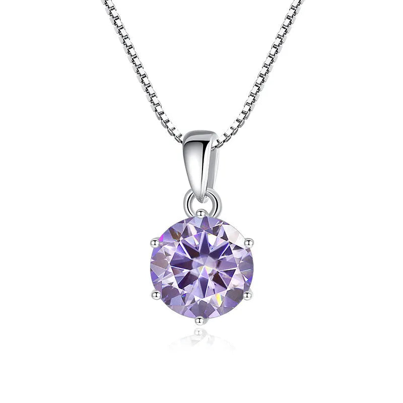 925 silver round moissanite pendant on snake chain, 1 carat 6.5mm stone, animal zodiac style