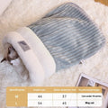 Brown semi-enclosed pet sleeping bag with lambswool warming layer for cats