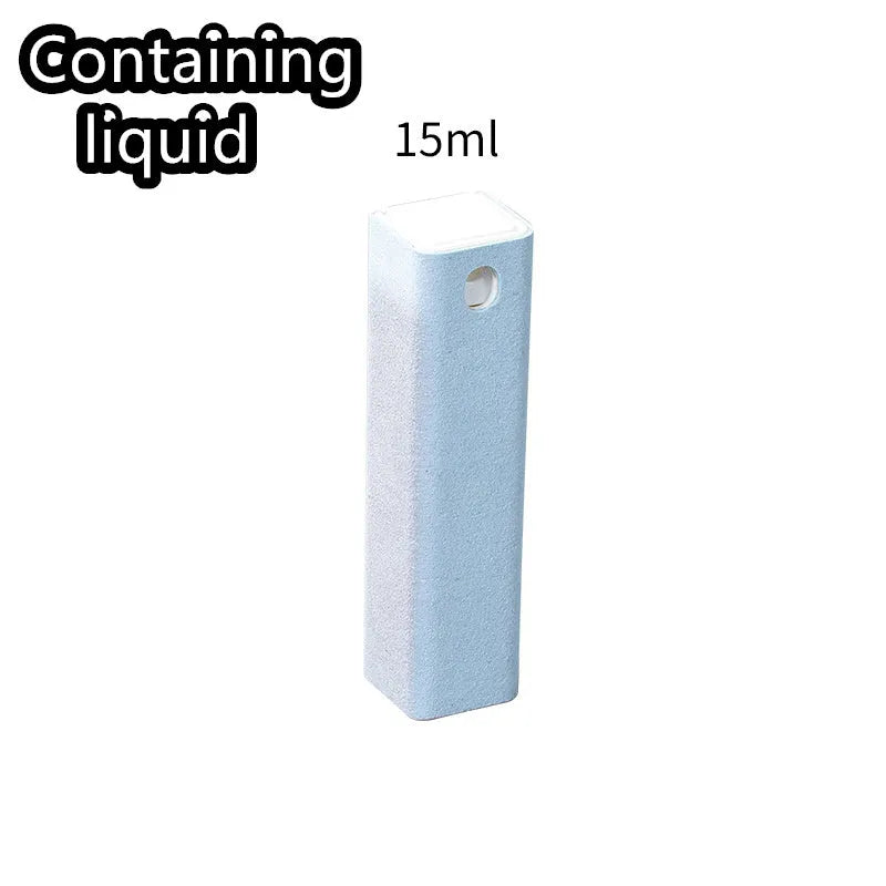 Blue 15ml phone screen cleaner spray tool with integrated case and wipe storage.