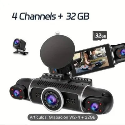 Dual-lens HD driving recorder with 3.5-inch screen mounted in vehicle