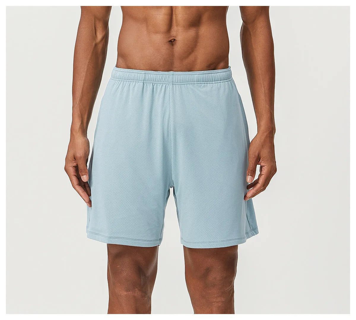 Men's quick-dry nylon double-layer running shorts in dark brown, shown laid flat.