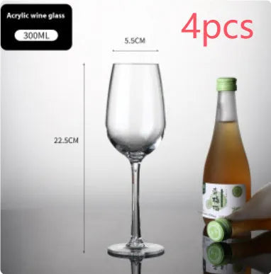 Clear acrylic wine glass with modern design for party catering, available in 550ml and 300ml capacities