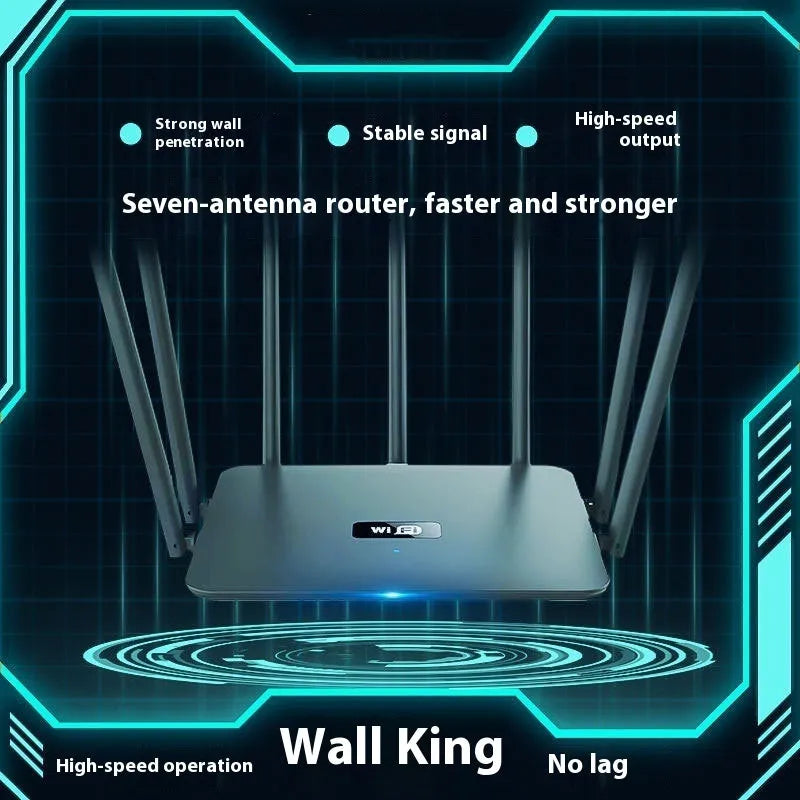 Black and white dual-band 5G router with wall-through Wi-Fi coverage for whole home connectivity