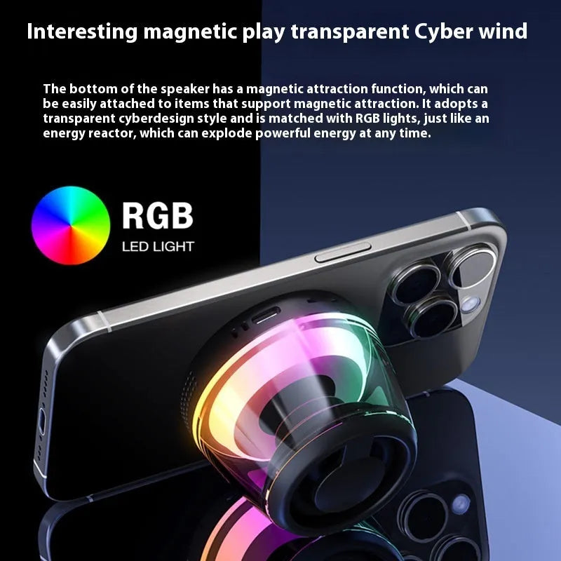 Small black or white portable Bluetooth speaker with magnetic base and card slot