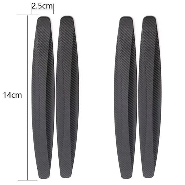Black carbon fibre car door bumper sticker anti-collision strip 140x25mm four-pack