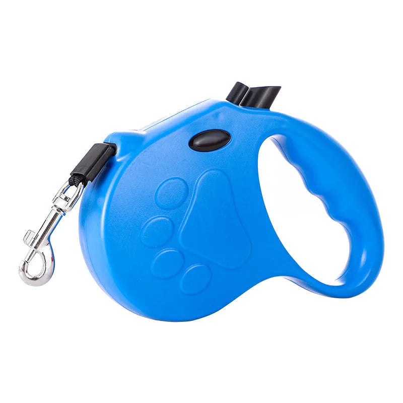Automatic telescopic traction rope for pets, ABS retractable dog lead, 140x168mm, Footprint Blue colour