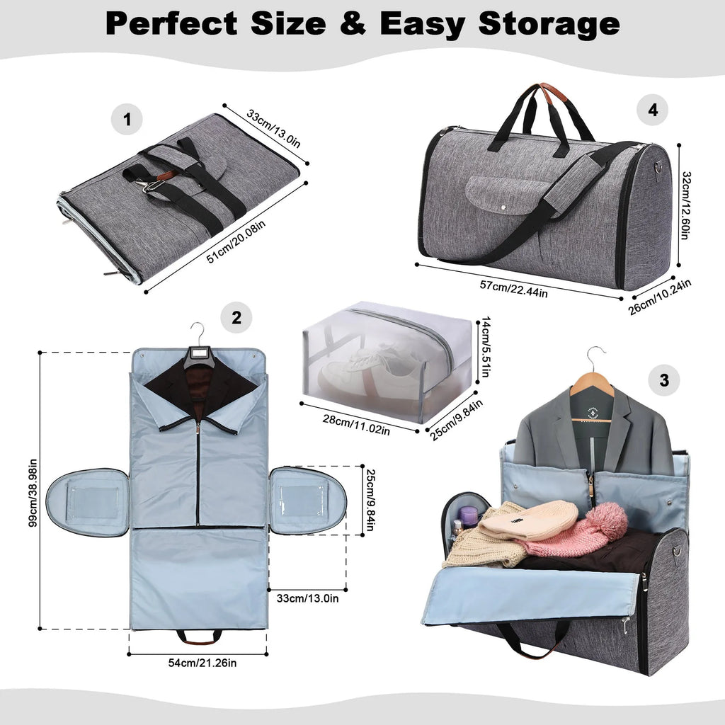 Folding dark blue Oxford cloth duffel bag with 36-55 litre capacity for travel and gym use.