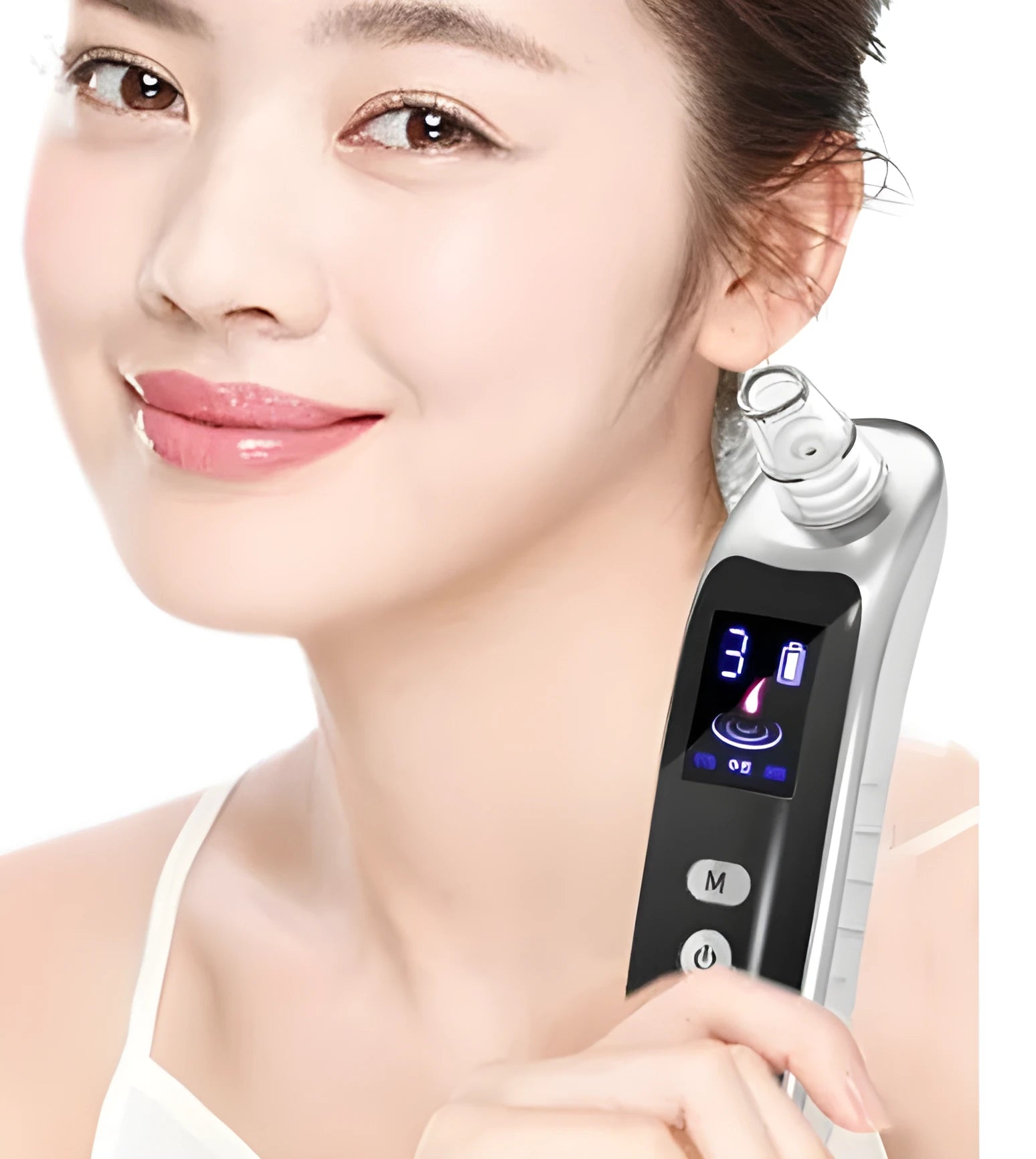 Electric pore cleaner for blackhead removal in black with three suction modes for skin types