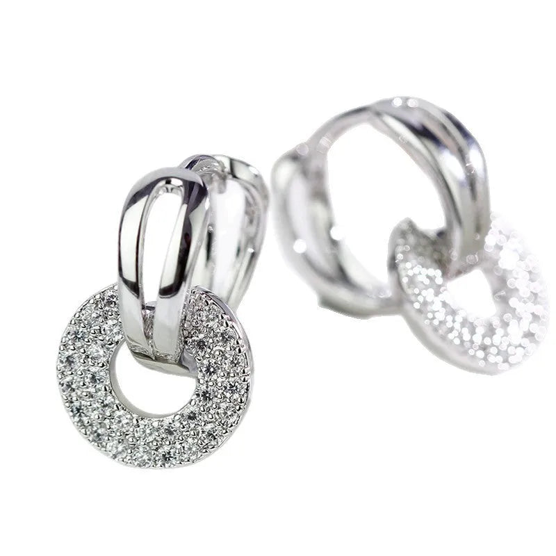 Fashion copper geometric zircon earrings in gold, platinum, and rose gold colours for women