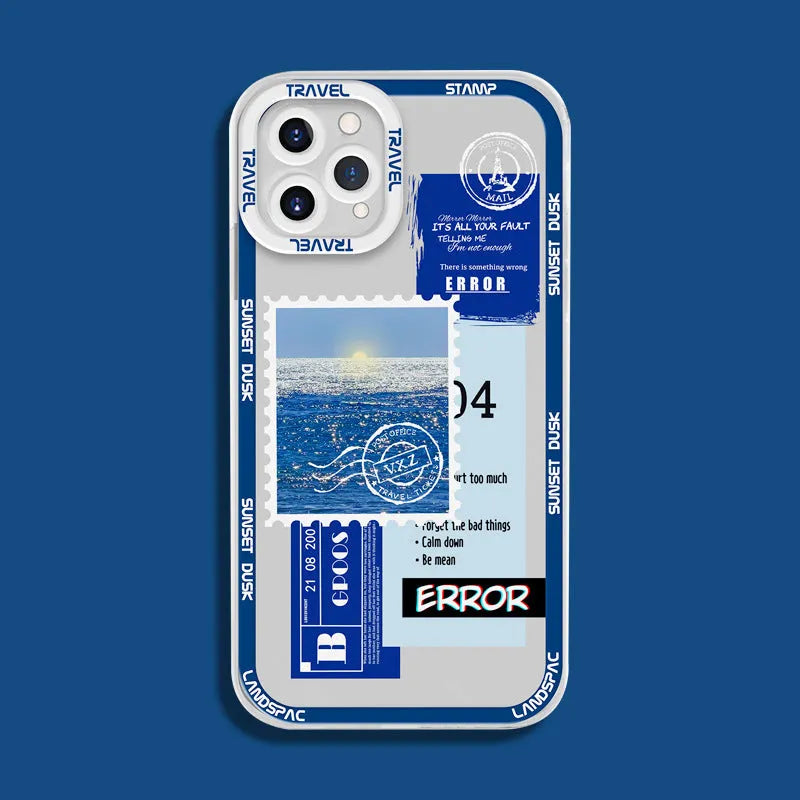 Creative stamp print silicone phone case in orange Angel Eye pattern for Apple iPhone