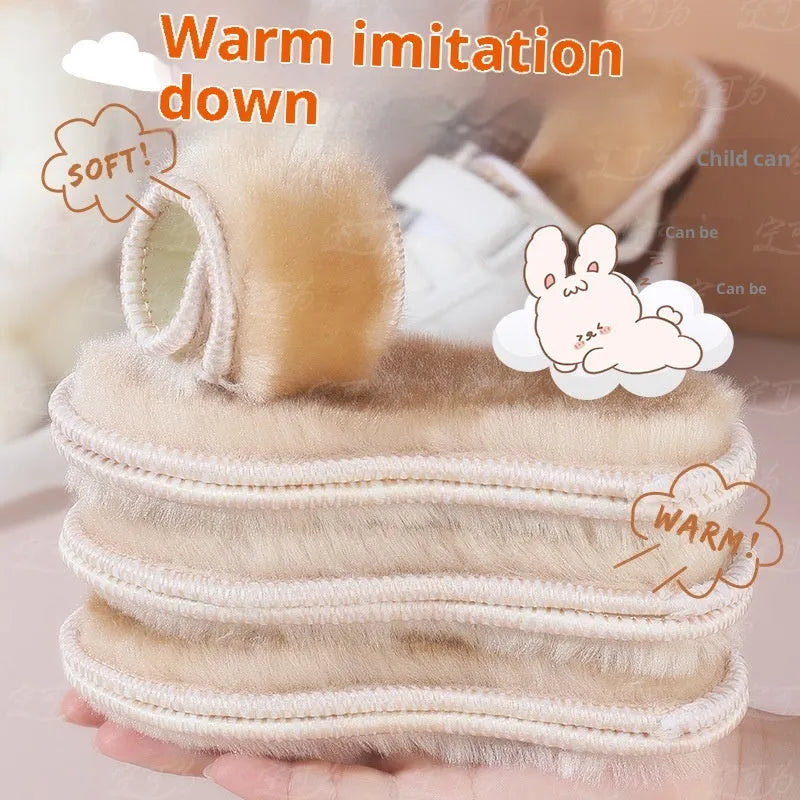 Children's warm fleece-lined insole in beige edge lock colour, sizes 20-38