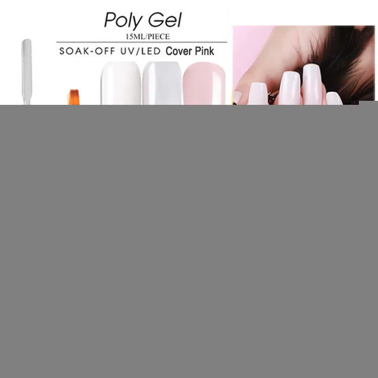 DIY resin gel nail art kit with sponge applicator, brushes, and decorative stickers in clear, white, and pink shades