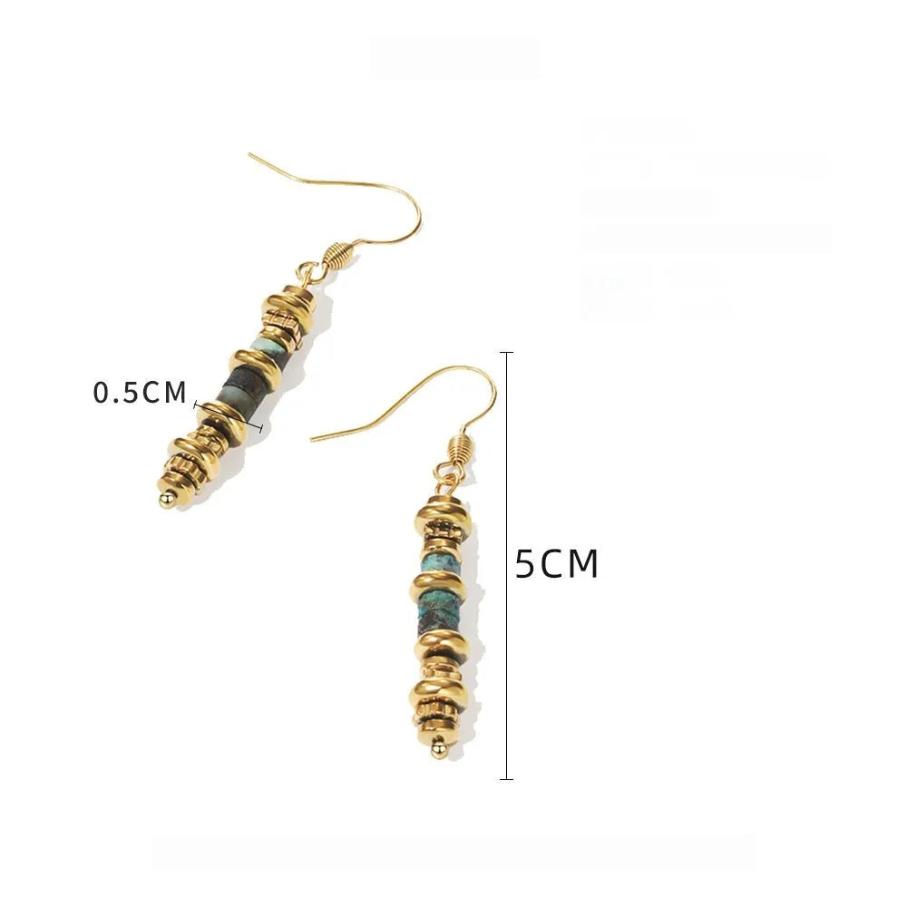 Geometric titanium steel dangle earrings with European retro styling