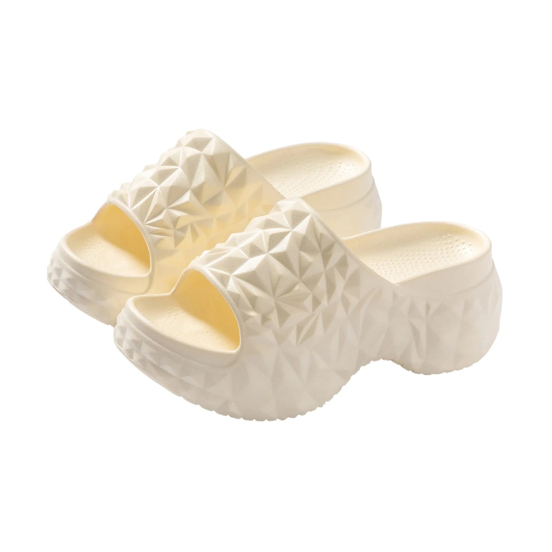 Women's Eva high heel slippers with thick sole in khaki, black or white colour options