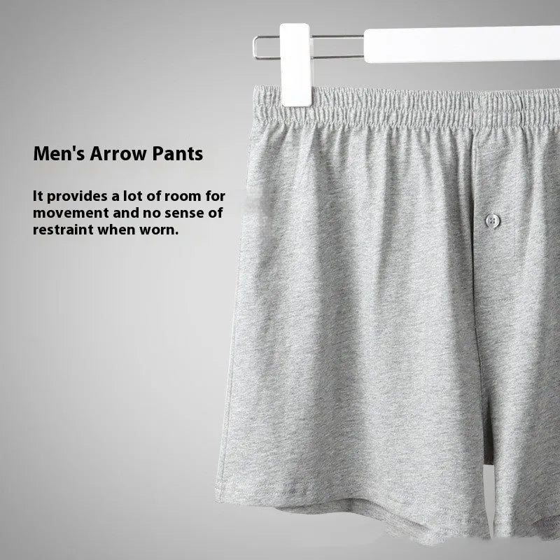 Men's solid colour cotton boxer shorts on a white background, showing loose fit and high waistband.