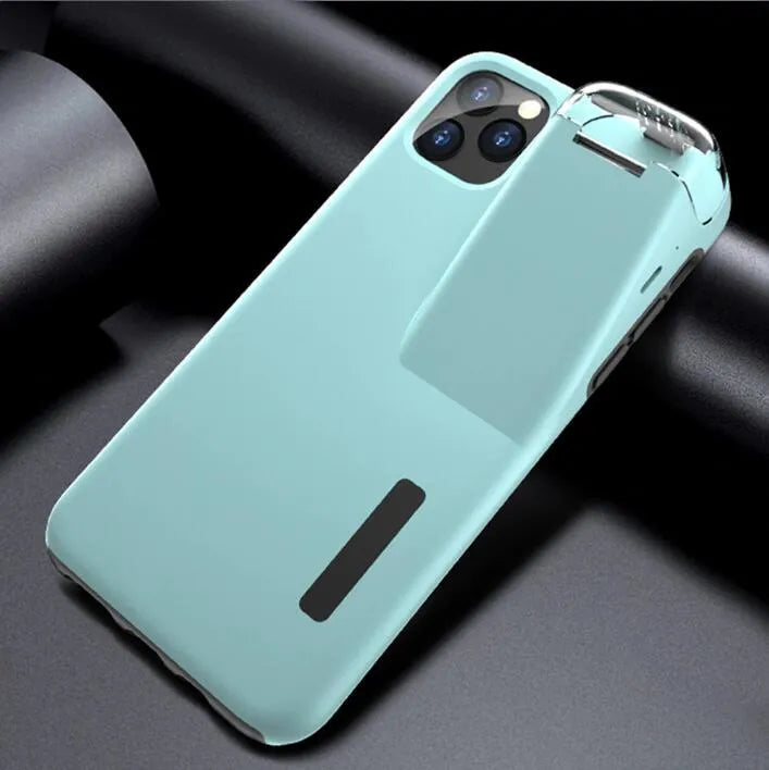 Black matte acrylic and silicone 2-in-1 case cover for AirPods charging case and compatible iPhone.