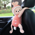 Soft plush car seat back tissue box holder with cute animal design
