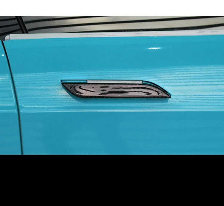 Tesla Model S carbon fibre door handle protection patches in 4-piece adhesive set