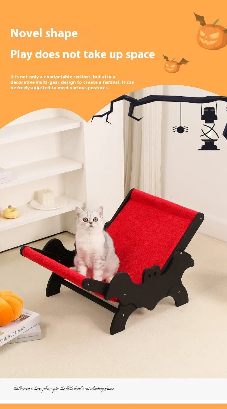 MW-054 wooden cat recliner bed with black and red Halloween colour design