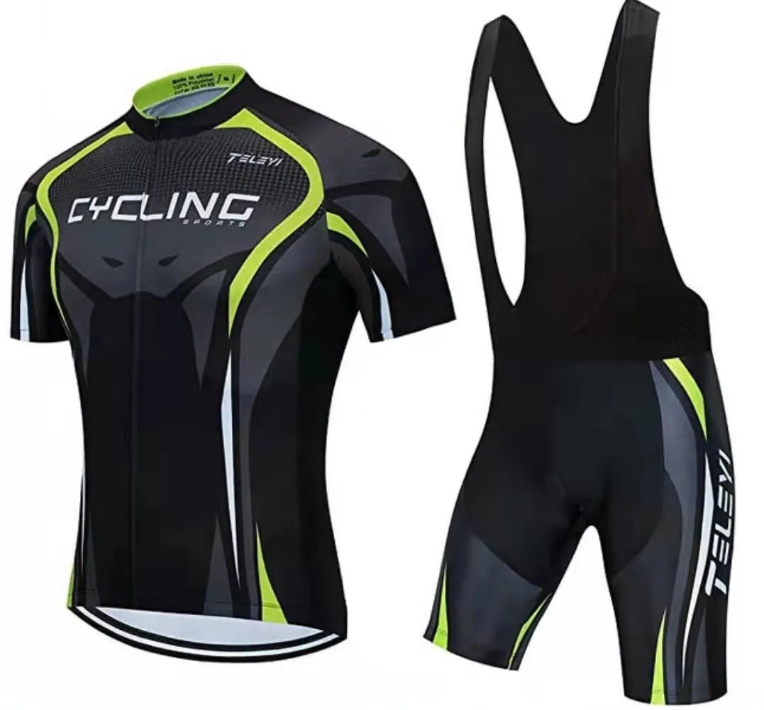 Cycling jersey and pants set for summer riding with moisture wicking properties