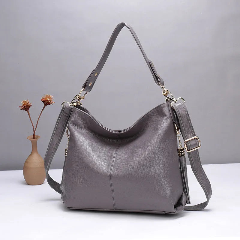 Genuine leather vertical square crossbody bag with interior organisation compartments
