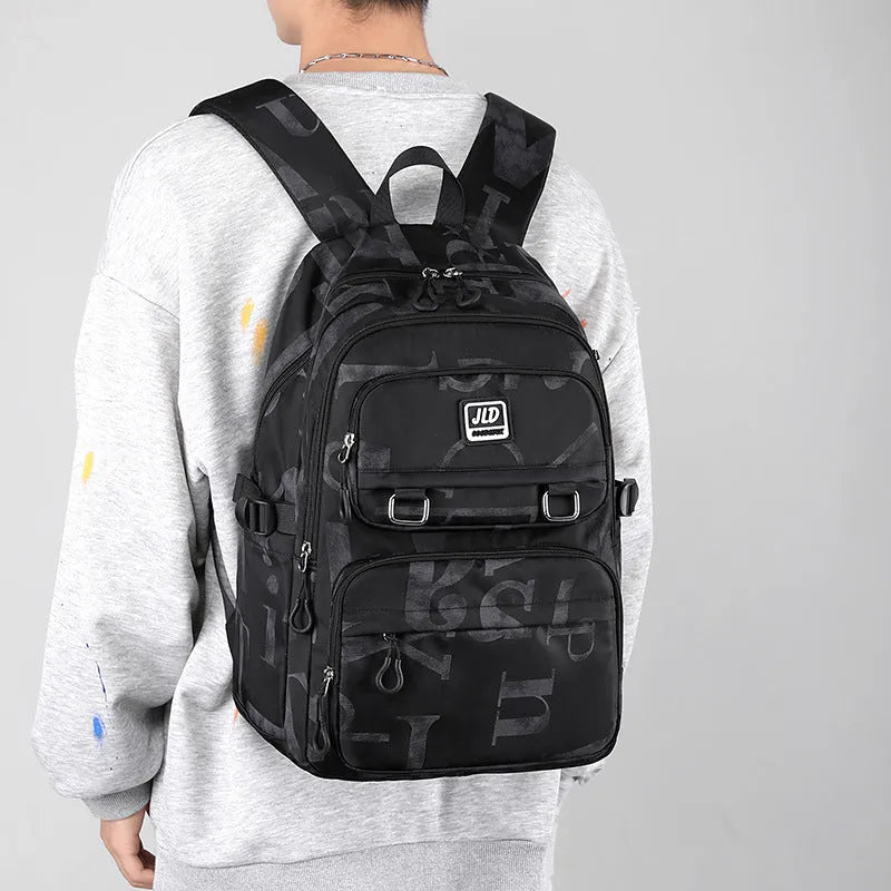 Girls' large capacity nylon backpack with physiological curve backplate in multiple colour and pattern options