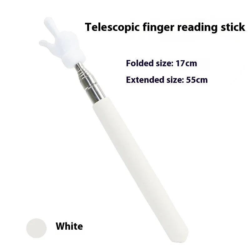 Retractable stainless steel baton children's finger reading teaching pointer in black and white fingers colour
