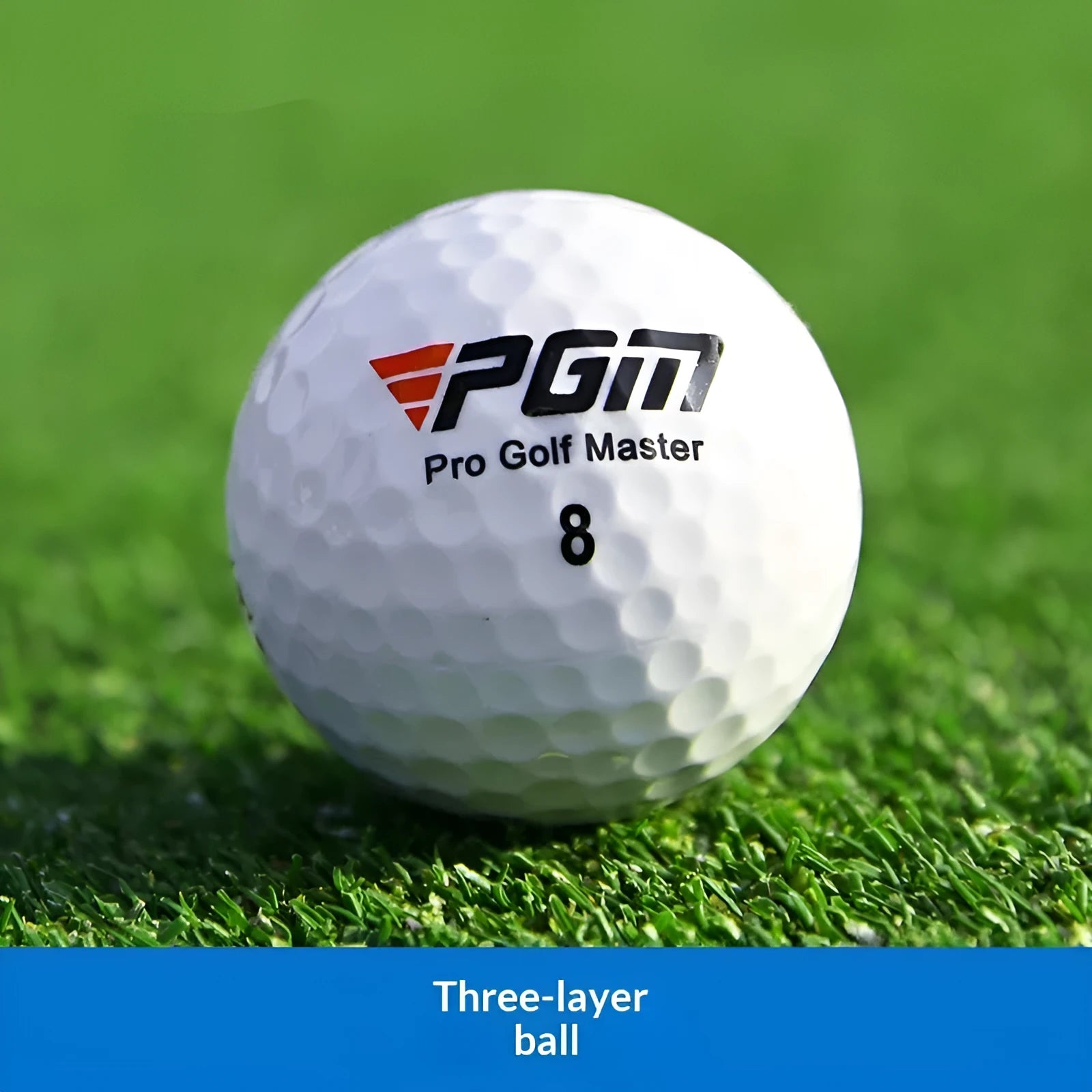 White three-layer competition golf ball with 42.7mm diameter and titanium sarin outer